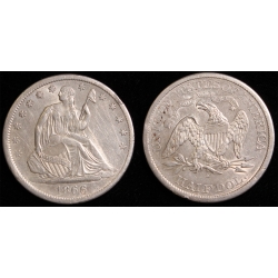 1866-S Seated Liberty Half, with motto, WB-103, AU 55 or Better